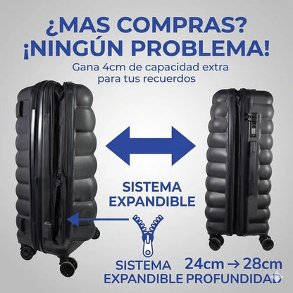 Valija Viaje Grande Rigida Expandible 4 Ruedas Tsa 25 PuLG Negro Rayas