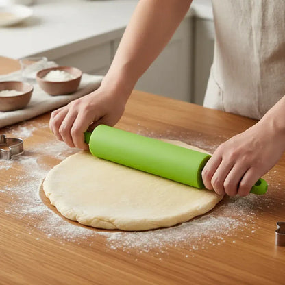 Rodillo Palo De Amasar Silicona Reposteria 39cm Cocina Verde