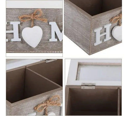 Caja Organizador Madera Sobres Té 6 Compartimentos 24x15cm Marrón Oscuro