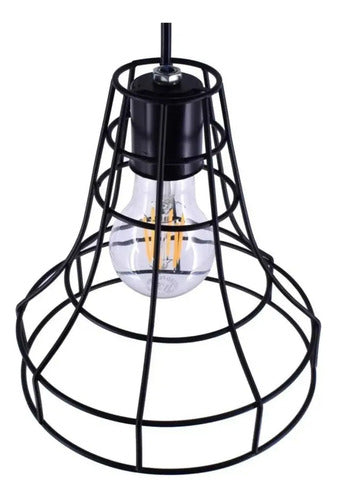 Lampara Colgar Vintage Jaula Metalica De Techo Negra Retro Negro