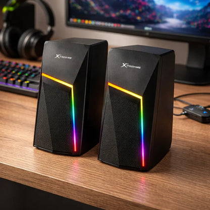 Parlantes Gamer Bluetooth 5.0 Rgb 2.0 Aux Usb 6w Stereo Led Negro
