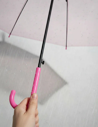 Paraguas Transparente Clasico Lluvias Mangos Plastico 55 Cms Rosado Verde Violeta Gris Y Celeste Nylon Transparente De Alta Densidad