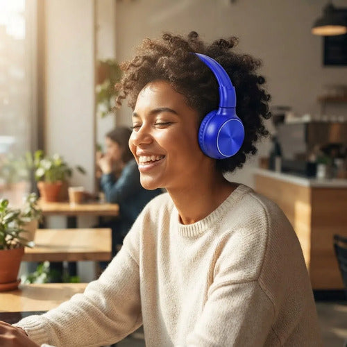Auriculares Bluetooth Plegables N98 Microsd Radio Fm Azul