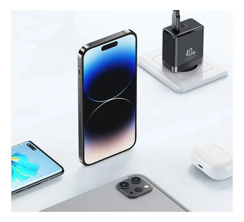 Cargador Pared 40w Tipo C Usb C Carga Rapida Negro Negro
