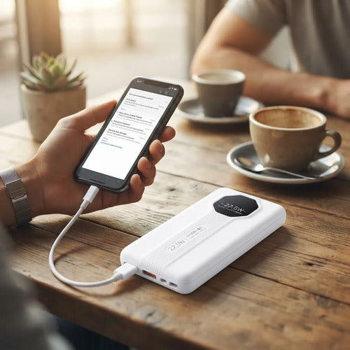Power Bank 10000mah 22.5w Cables Integrados Carga Rápida Blanco