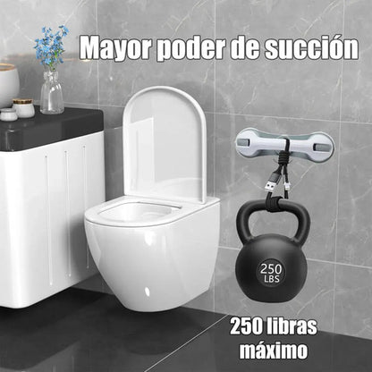 Agarradera Antideslizante Ventosa Baño Barra Seguridad X2 Blanco Con Gris