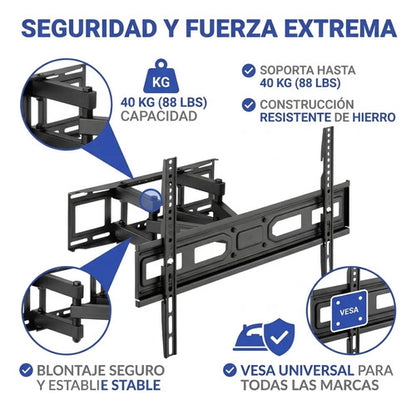 Soporte Tv 32 A 75 Pulgadas Para Pared Movil Inclinable Negro