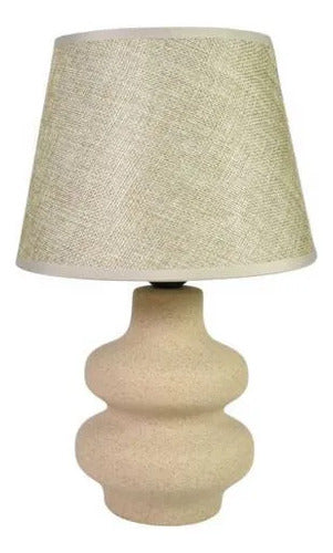 Lámpara Mesa Cerámica Texturizada Velador E27 34cm Beige