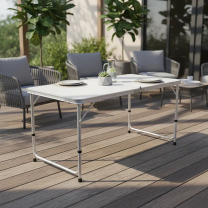 Mesa Plegable Rectangular Portatil Acero Plastico 120cm Alta