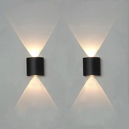 Lámpara De Pared Dehobo Led De 4w Para Exterior E Interior, Pack De 2 Luces Arriba Y Abajo, Luz Cálida Impermeable Negro