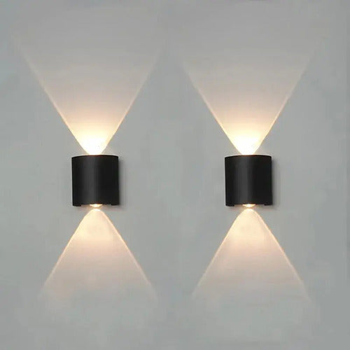 X2 Aplique Lampara Led Pared Exterior Interior Foco Spot Negro