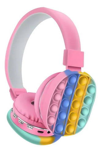 Auriculares Bluetooth Diseño Pop It Con Usb Tf Fm Micrófono Rosa