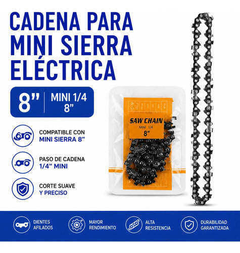 Cadena Mini Sierra Eléctrica 8 Pulgadas Paso 1/4 Repuesto