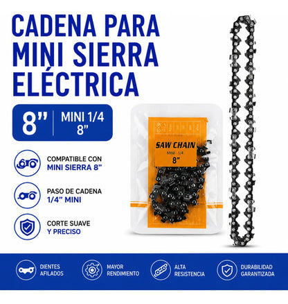 Cadena Mini Sierra Eléctrica 8 Pulgadas Paso 1/4 Repuesto