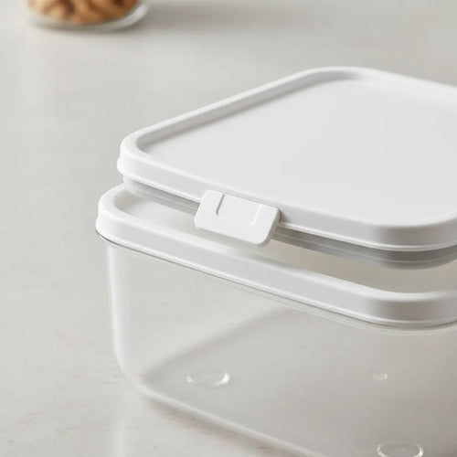 Set Recipientes Acrilicos Cocina Tapa Pack X3 Frasco Blanco