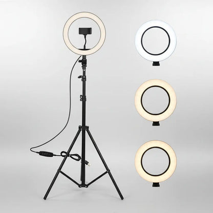 Anillo Aro Luz Led Con Tripode Flexible 2m Soporte 3 Niveles Negro Blanco