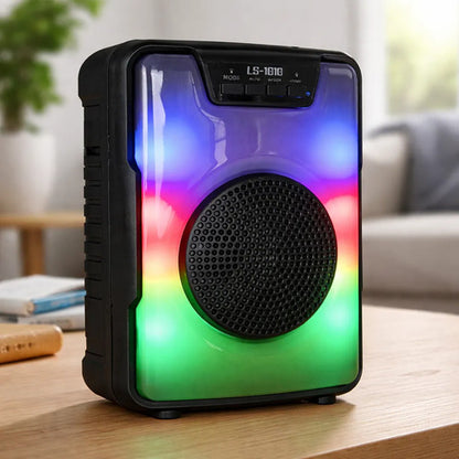Parlante Inalambrico Bluetooth Ios Android Luces Rgb Usb Tws Negro Mate