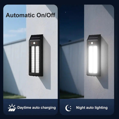 Foco Solar Led Exterior Sensor De Movimiento Lampara Negro Blanco Cálido