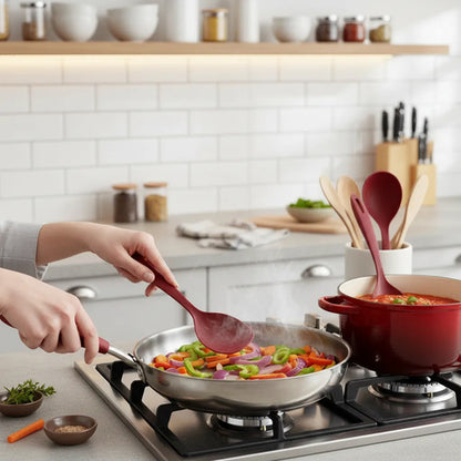 Set X3 Kit Utensilios Cocina Espátula Nylon Resistente 30cm Rojo