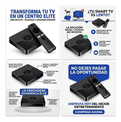 Tv Box Convertidor Smart Tv 4gb 32gb Rom Wifi Android Negro Estándar
