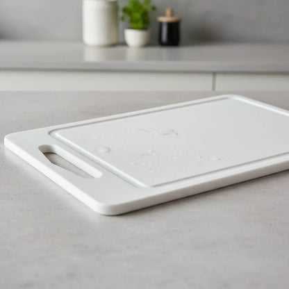 Tabla Cocina Plástica Ranura Picar Antiderrame 37,5x25cm Liso Blanco