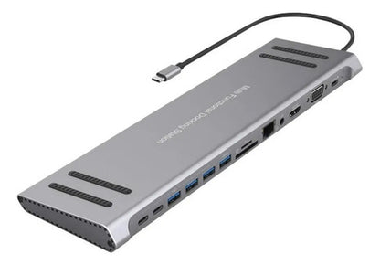 Docking Station Hub Usb C 14 En 1 Base Notebook Hdmi Rj45