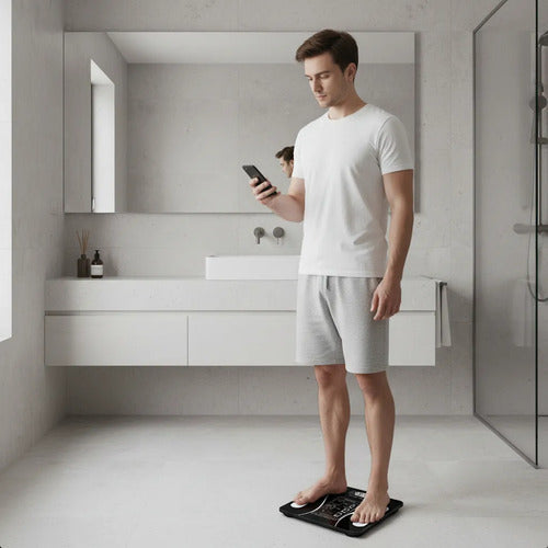 Balanza Pesa Digital Bluetooth Inteligente App Smart Baño Color Negro