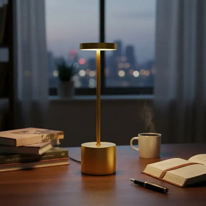 Lampara Luz Gold Led Velador Usb Touch Recargable Tactil Angosta Dorada Veoquiero Dorado Blanco