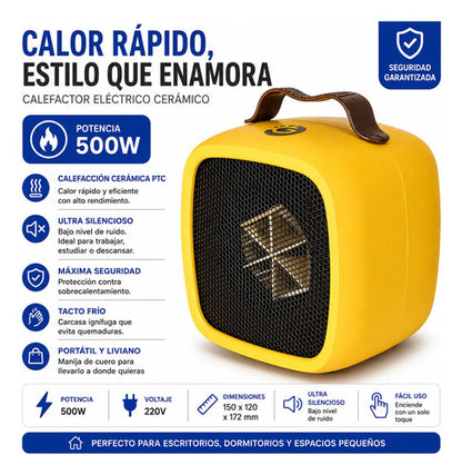 Calefactor Caloventor Electrico Ceramico Portatil Compacto Amarillo
