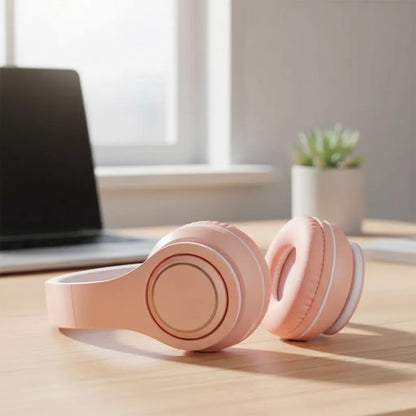 Auricular Bluetooth Usb Tf Plegable Vincha Ajustable 3.5 Hd Rosa