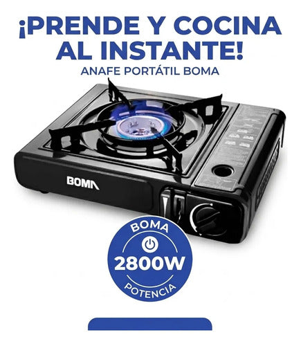 Anafe Gas Butano Boma 2800w Encendido Electronico Portatil Negro