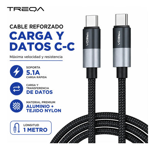 Cable Datos Tipo C A Tipo C Carga Rapida Reforzado Nylon 1 Gris