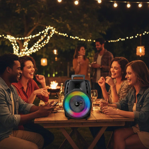 Parlante Inalambrico Bluetooth Ios Android 8 Pulgadas Luces Negro