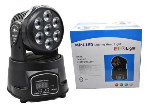 Foco Fiesta Disco Cabeza Movil Robotico Par 7 Led Rgbw Dmx
