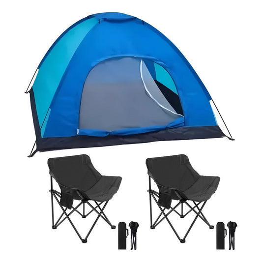 Carpa Camping 3 A 4 Personas + 2 Sillas Plegables Con Funda