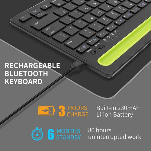 Teclado Inalambrico Tablet Celu Bluetooth Portátil Soporte