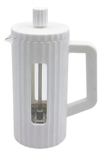 Cafetera Jarra Prensa Francesa Vidrio Acero 600ml Inoxidable Blanco