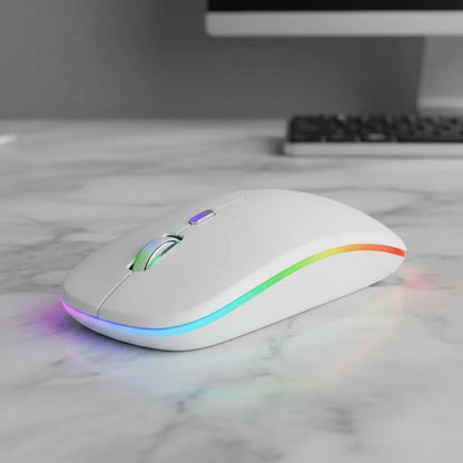 Mouse Inalambrico 3 Botones Notebook Pc Led Rgb Recargable Aleatorio - 2 Colores