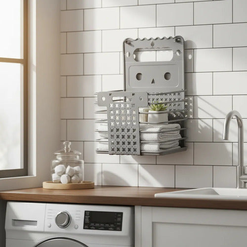 Canasto Plegable Organizador Colgante Multiuso 50cm Plastico Gris