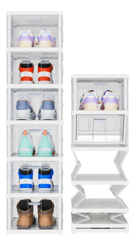 Organizador Calzado Mueble Plegable 6 Estante Acrilico 105cm Blanco