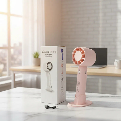 Mini Ventilador Inalambrico Portatil Base Escritorio Usb 5w Rosa