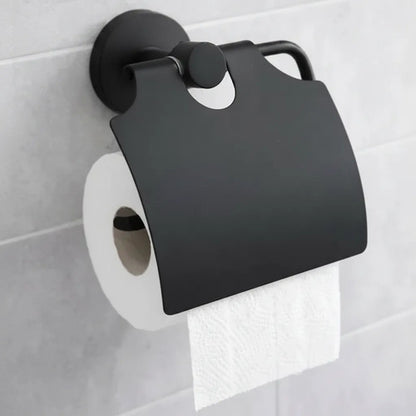 Portarrollos Soporte Papel Higiénico Baño Pared Tapa Baño Negro