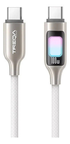 Cable Usb C A C 1.2m 5a Indicador Display Led Reforzado Plateado