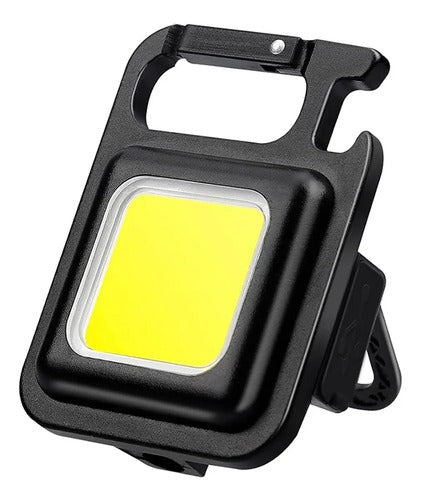 Mini Linterna Llavero Iman Led Cob Abridor Recargable Usb Blanco Negro