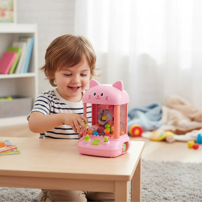 Máquina Garra Infantil Gato Peluches Usb 4 Pilas Aa 32cm Rosa