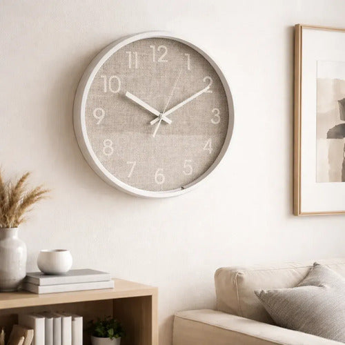 Reloj Pared Redondo Plástico Diseño Moderno 30c Blanco Negro Negro