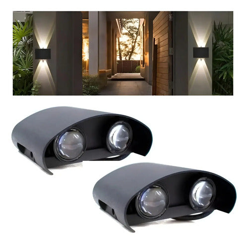 Set X2 Foco Pared Aplique Exterior Luminaria Bidireccional