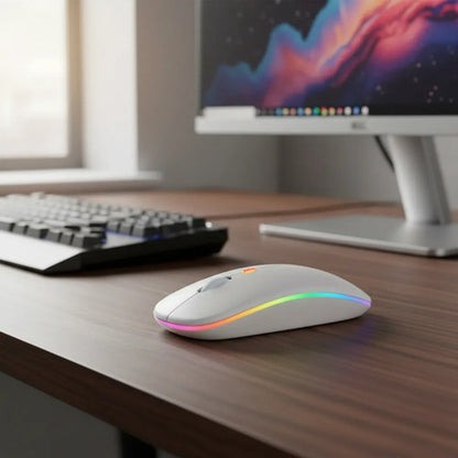 Mouse Inalambrico 3 Botones Notebook Pc Led Rgb Recargable Aleatorio - 2 Colores