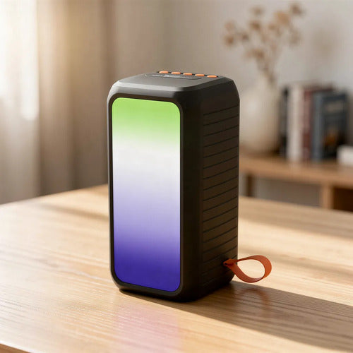 Parlante Bluetooth Portátil Tws Usb Tf Fm Full Led Rgb 5w Negro