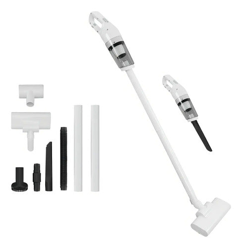 Aspiradora Portátil Inalámbrica 2 En 1 Recargable Con Filtro Hogar Auto Con Accesorios Blanco
